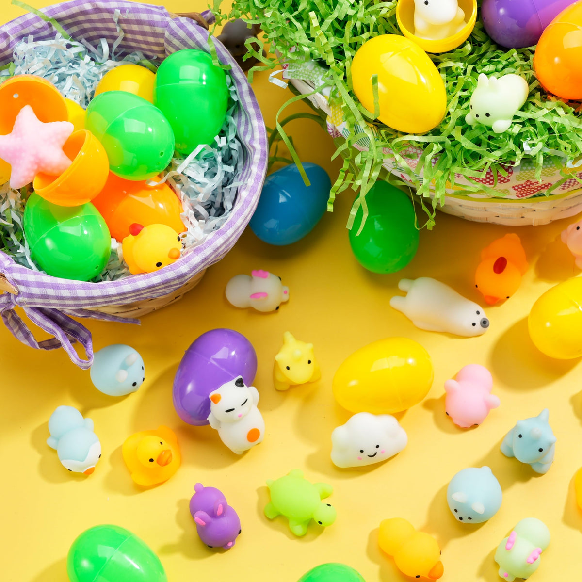 JOYIN blue and pink rabbit mochi inside egg, great for kids' hunts