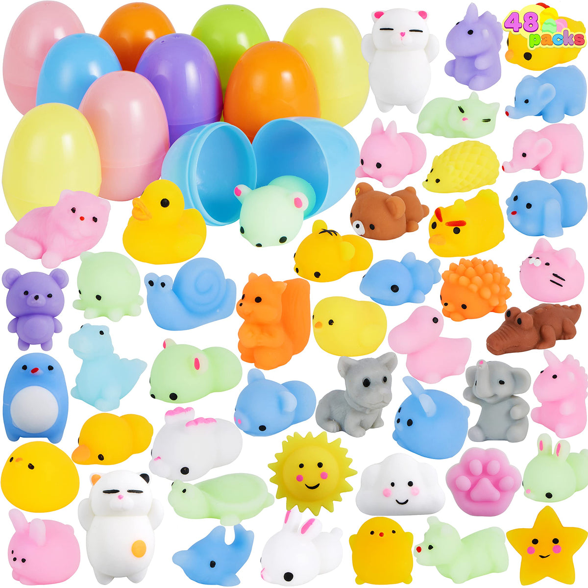 JOYIN Easter eggs with mochi squishy elephant for durable, kid-safe fun and prize ideas.