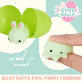 JOYIN Easter eggs with mochi squishy panda highlighting calm, cozy play and treasure box prizes.