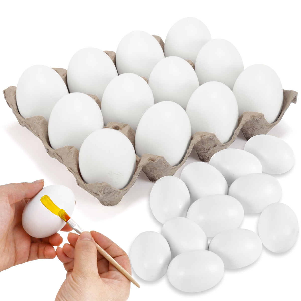 JOYIN basket fillers: plain white wooden eggs for Easter baskets.