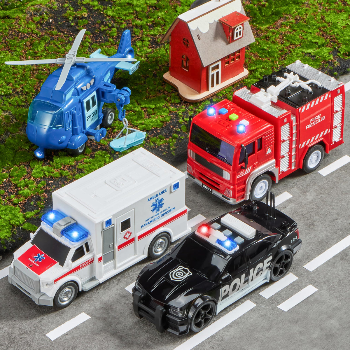 JOYIN emergency ambulance side view supports storytelling during pretend medical missions.