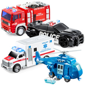 JOYIN emergency fire truck front view promotes imaginative rescue play and fine motor skills.