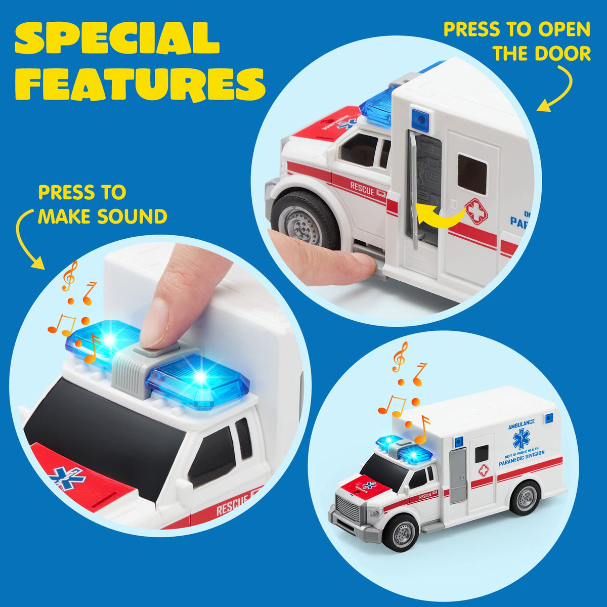 JOYIN siren lights illuminated on vehicles spark dynamic nighttime imaginative play.