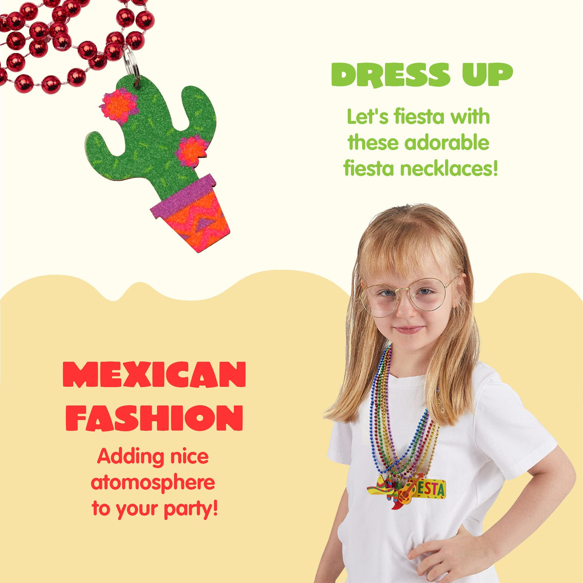 JOYIN Fiesta bead necklaces 24 pack ideal as party favors and decor.
