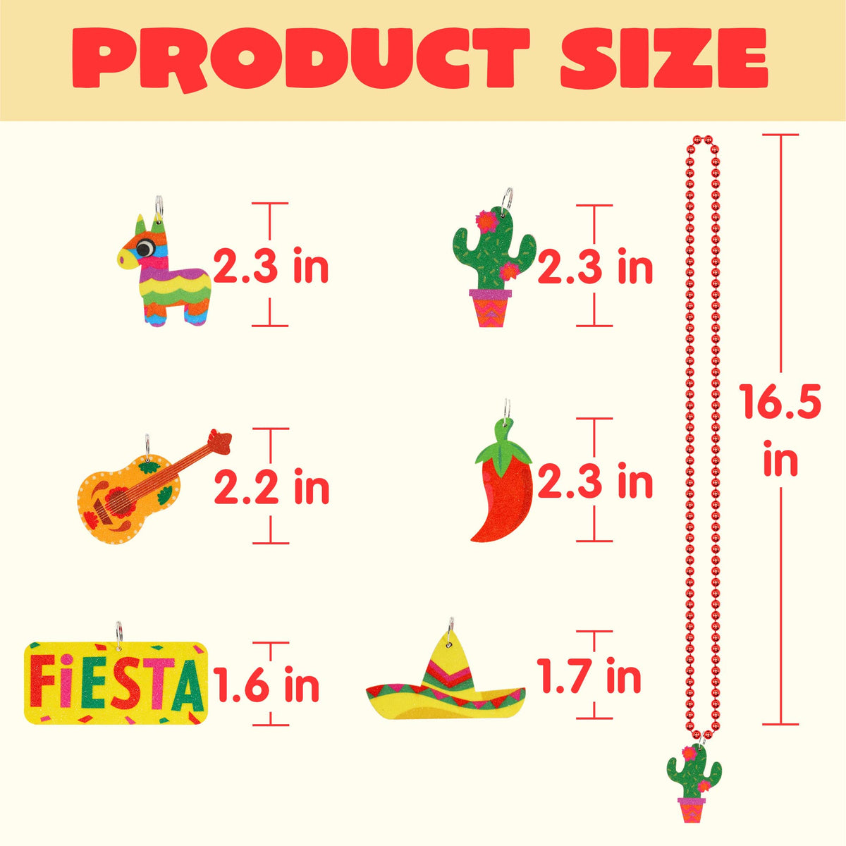 JOYIN fiesta-cactus-guitar-necklaces brighten a lively Mexican themed gathering.