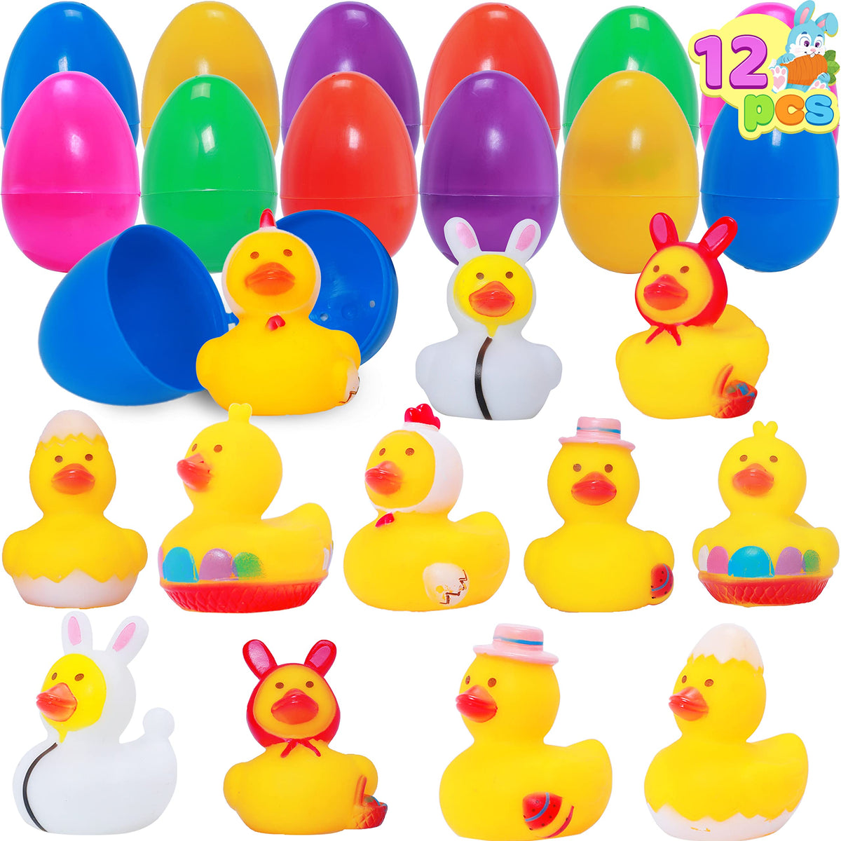 JOYIN filled Easter egg with cap-design rubber duck for egg hunts.