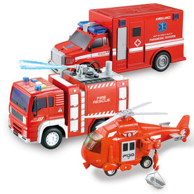 JOYIN fire engine front view with lights and sirens to spark imaginative play.