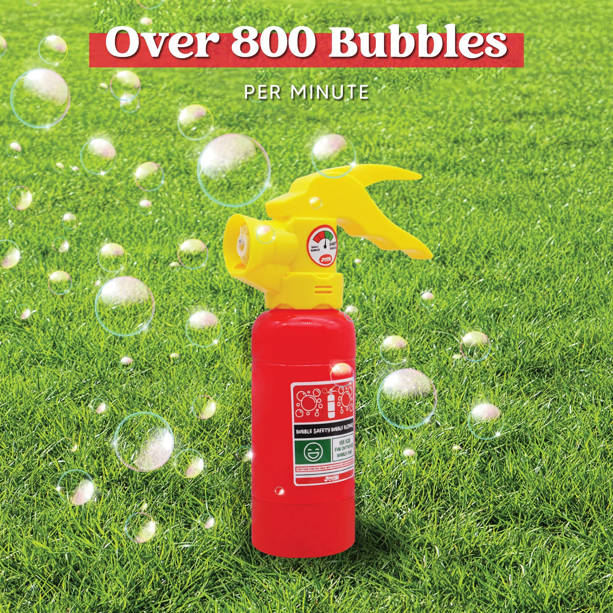JOYIN fire extinguisher bubble machine side view ready for events.