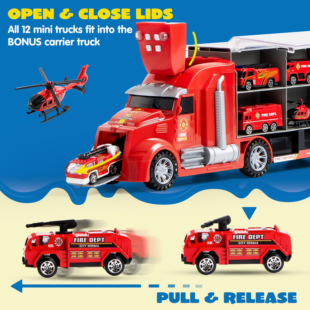 JOYIN fire pickup truck durable design for indoor and outdoor adventures