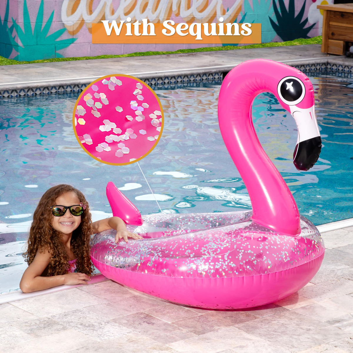 JOYIN Flamingo pool float kids enjoying safe, playful aqua fun.