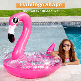 JOYIN Flamingo pool float packaging ready for gifting and storage.