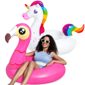 JOYIN flamingo unicorn pool float set for family fun and photos.