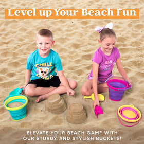 JOYIN green collapsed foldable beach bucket quick pop-open design for instant use