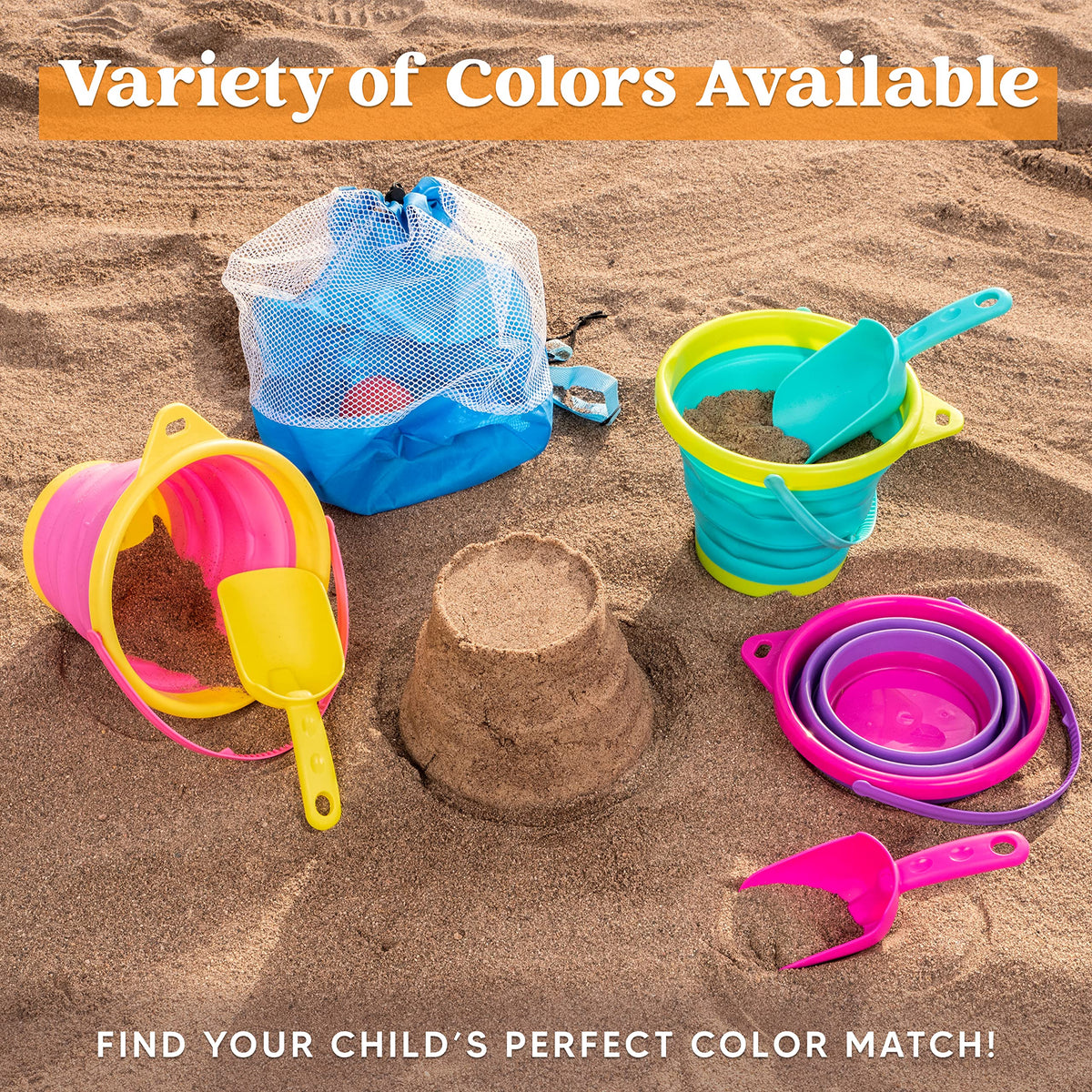JOYIN green open foldable beach bucket lightweight sand shaping on sunny days