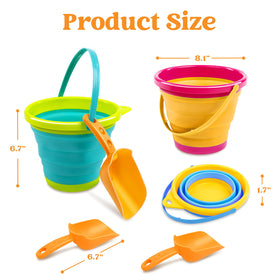 JOYIN foldable pail buckets blue with shovels is perfect for beach fun.