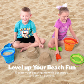 JOYIN green foldable pail with handle ideal for kids' outdoor use