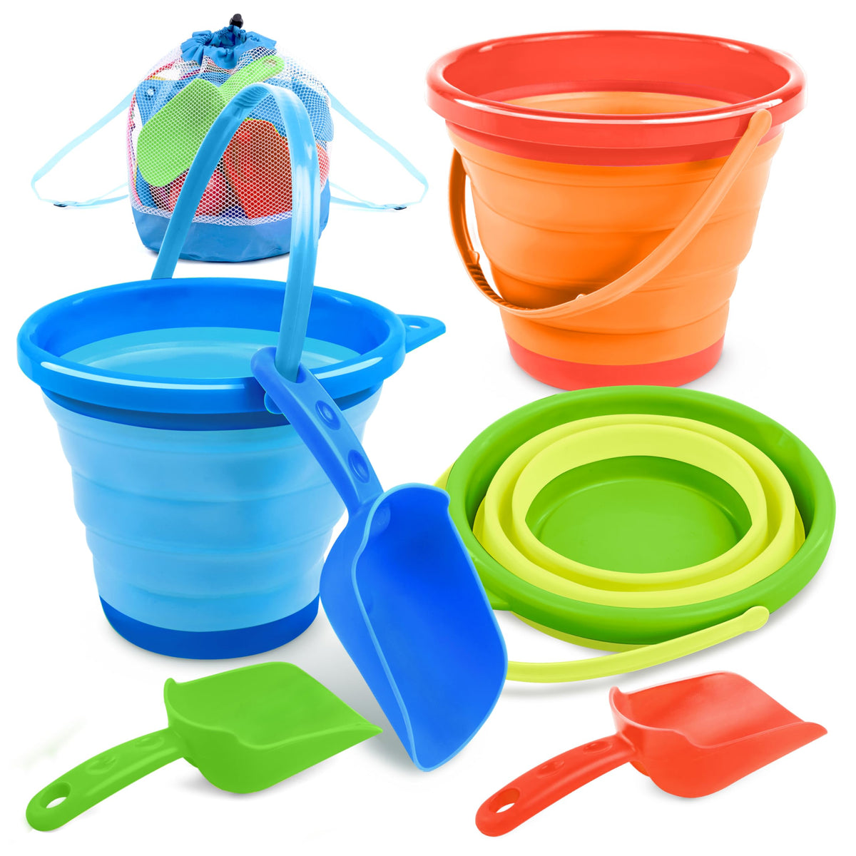 JOYIN foldable orange pail with handle for easy sand play
