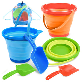 JOYIN foldable orange pail with handle for easy sand play