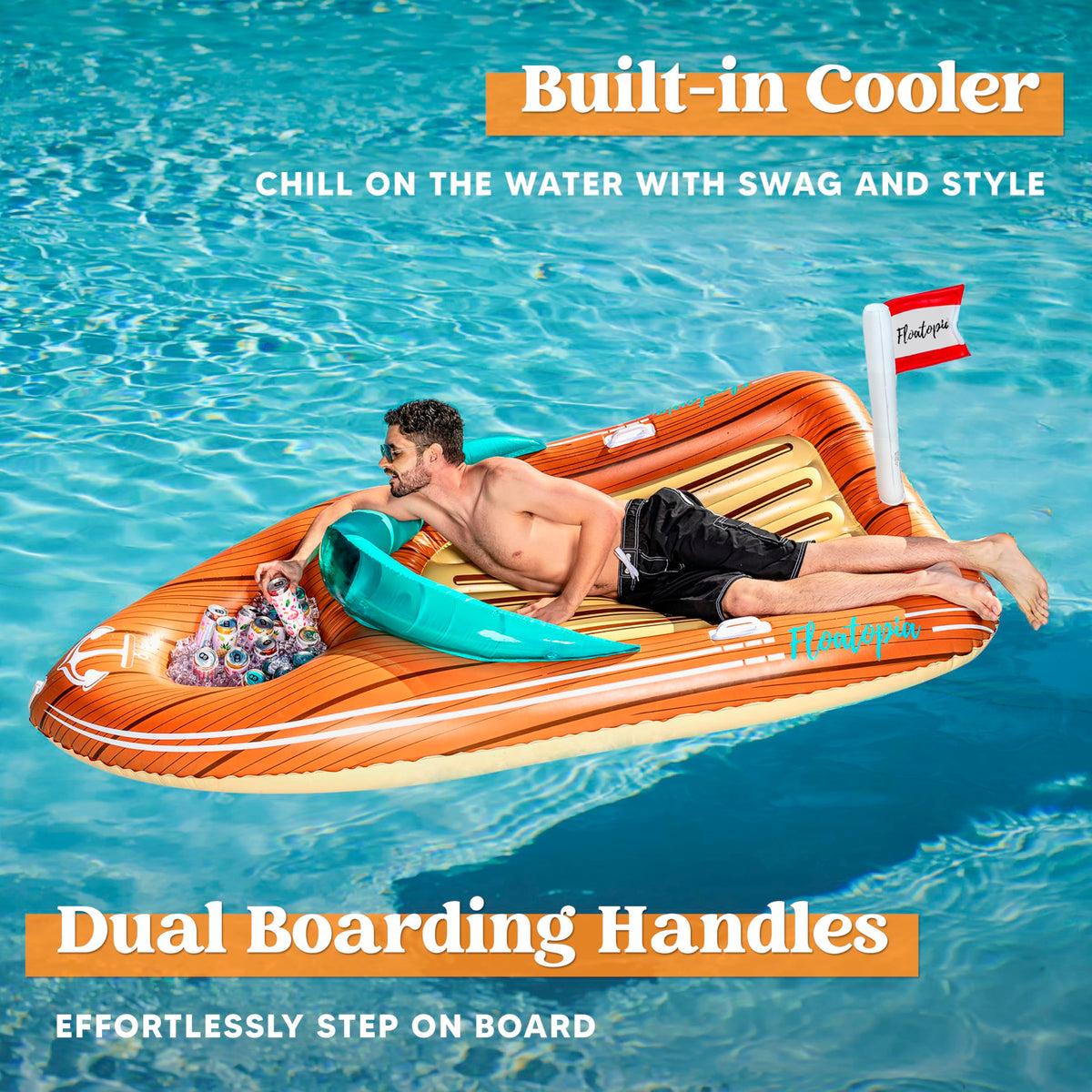 JOYIN Giant Boat Float reinforced cooler keeps items chilled.