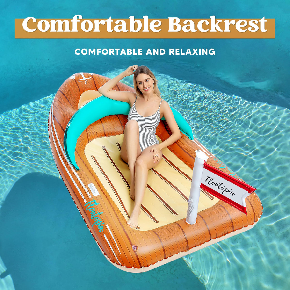 JOYIN Giant Boat Float with two handles for easy mounting.