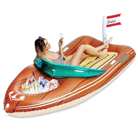 JOYIN Giant Boat Float with Cooler for two; drinks stay cold.