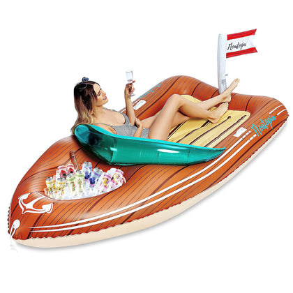 JOYIN Giant Boat Float with Cooler for two; drinks stay cold.