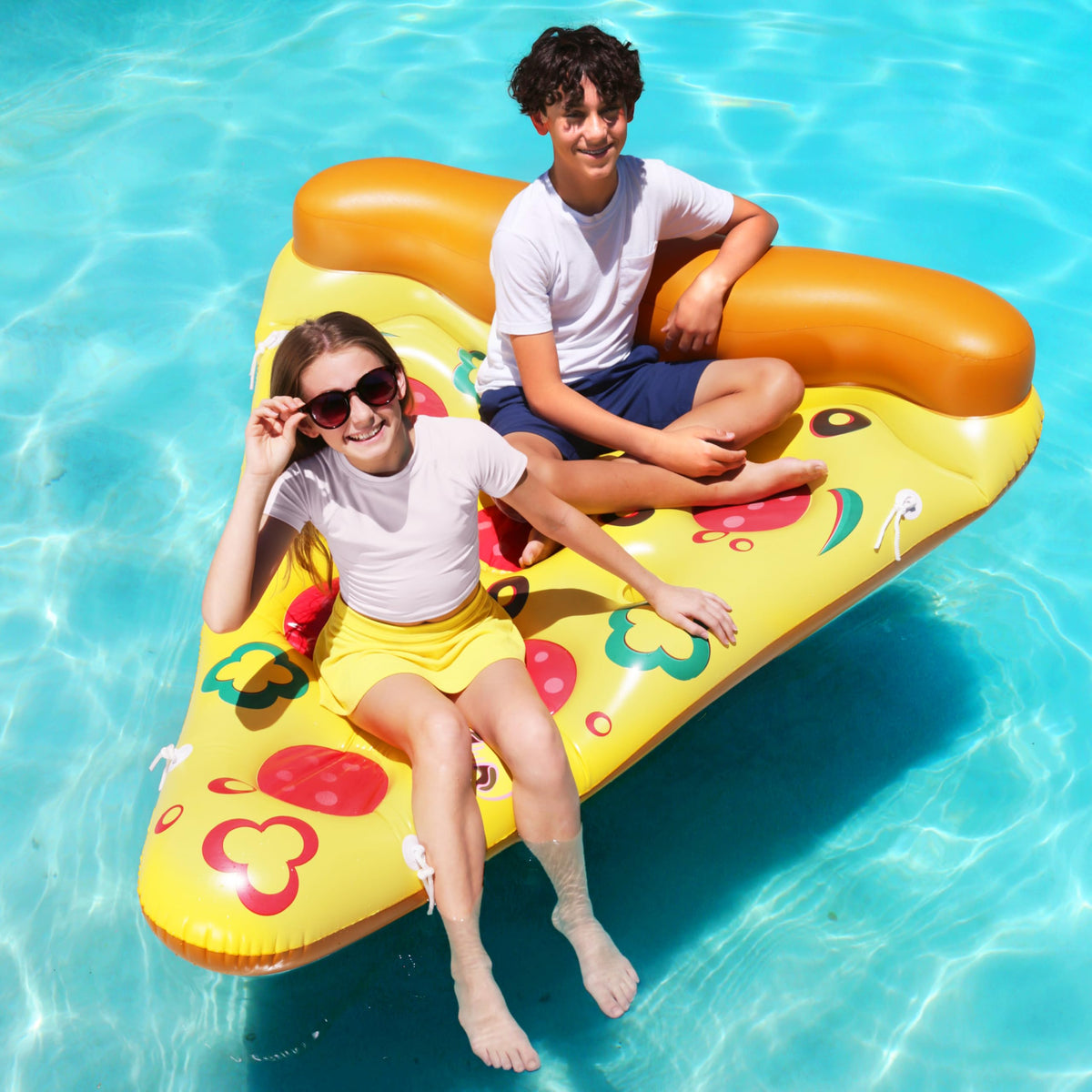 JOYIN Giant Pizza Slice pool float comes with two cup holders for hydration on the go.