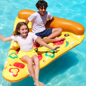 JOYIN Pizza Slice pool float stitched-edges offer durable seams for carefree pool party use.