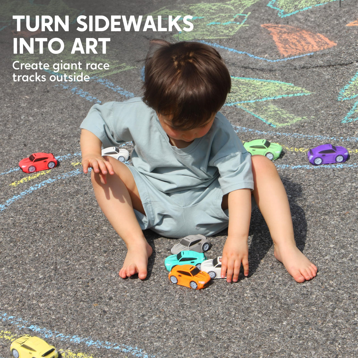 JOYIN gift-ready race car chalk set ideal for birthdays and celebrations.