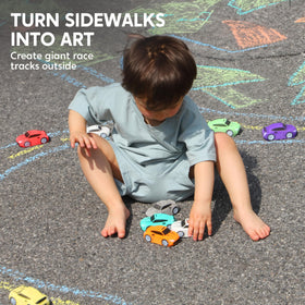 JOYIN gift-ready race car chalk set ideal for birthdays and celebrations.