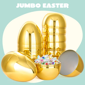 JOYIN gold jumbo eggs with two halves for easy filling