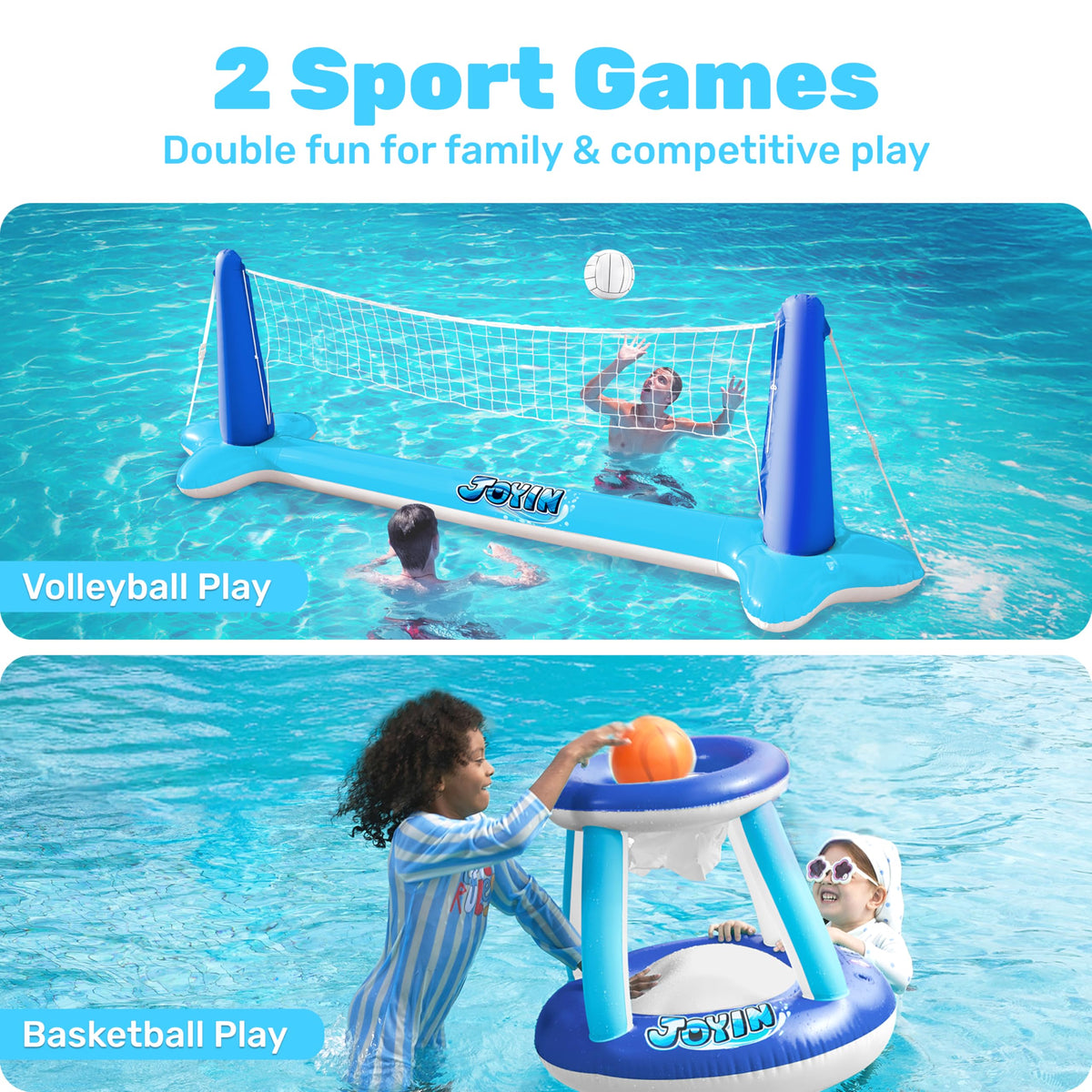 JOYIN inflatable basketball hoop pool float ready for friendly pool games