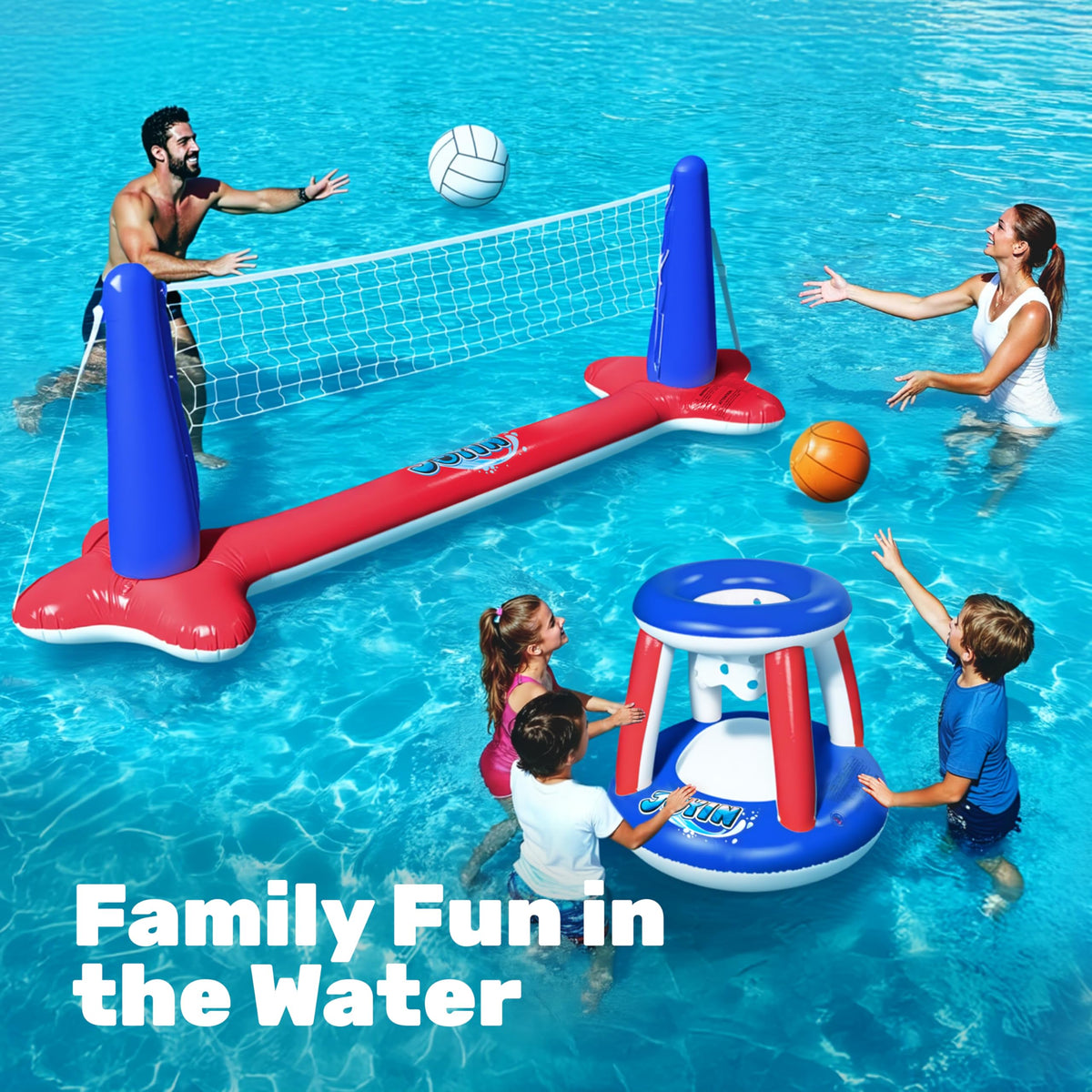 JOYIN inflatable basketball hoop for aquatic fun with easy setup.
