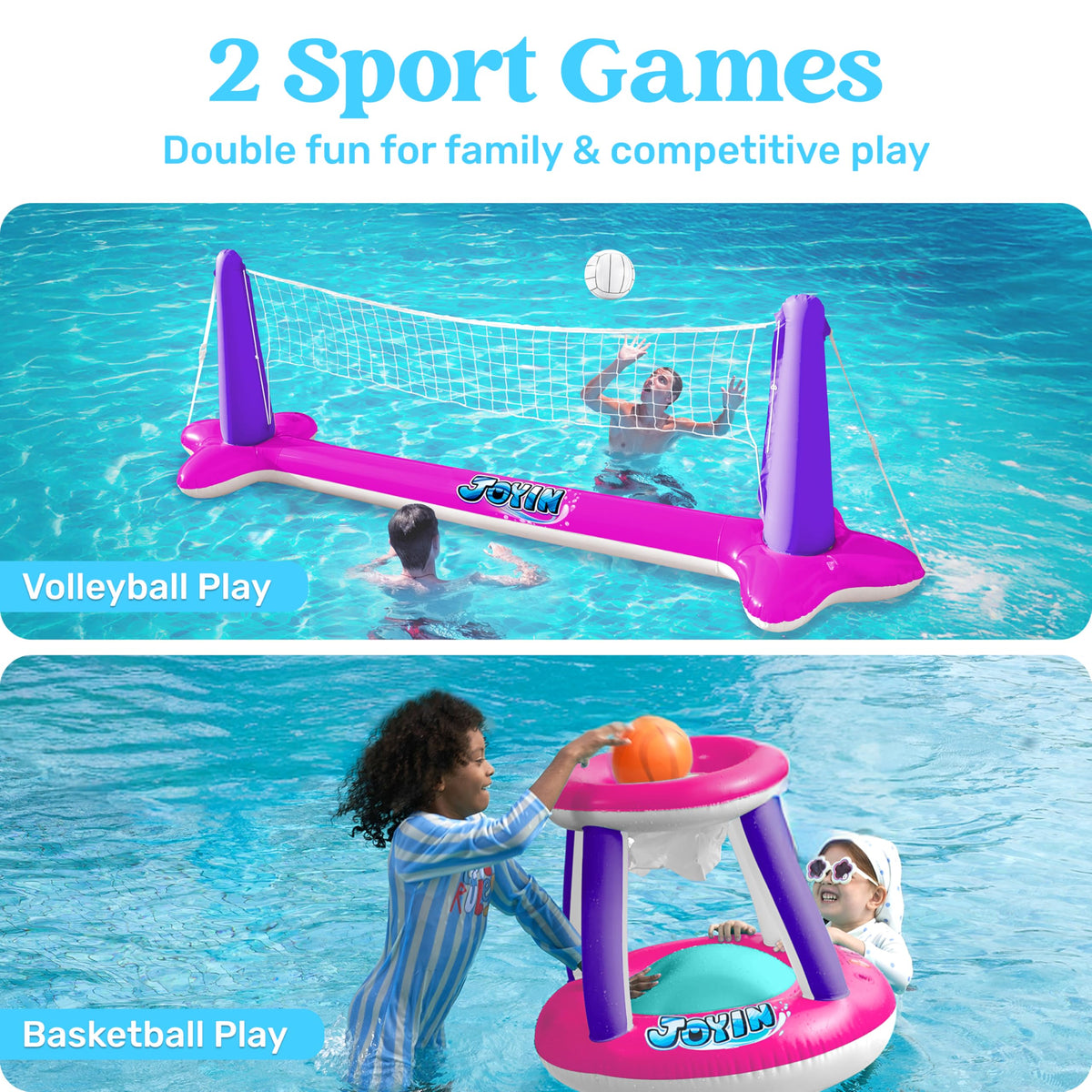 JOYIN inflatable basketball hoop in pool for energetic play