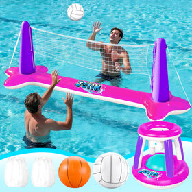 JOYIN inflatable volleyball net in pool for family-friendly play