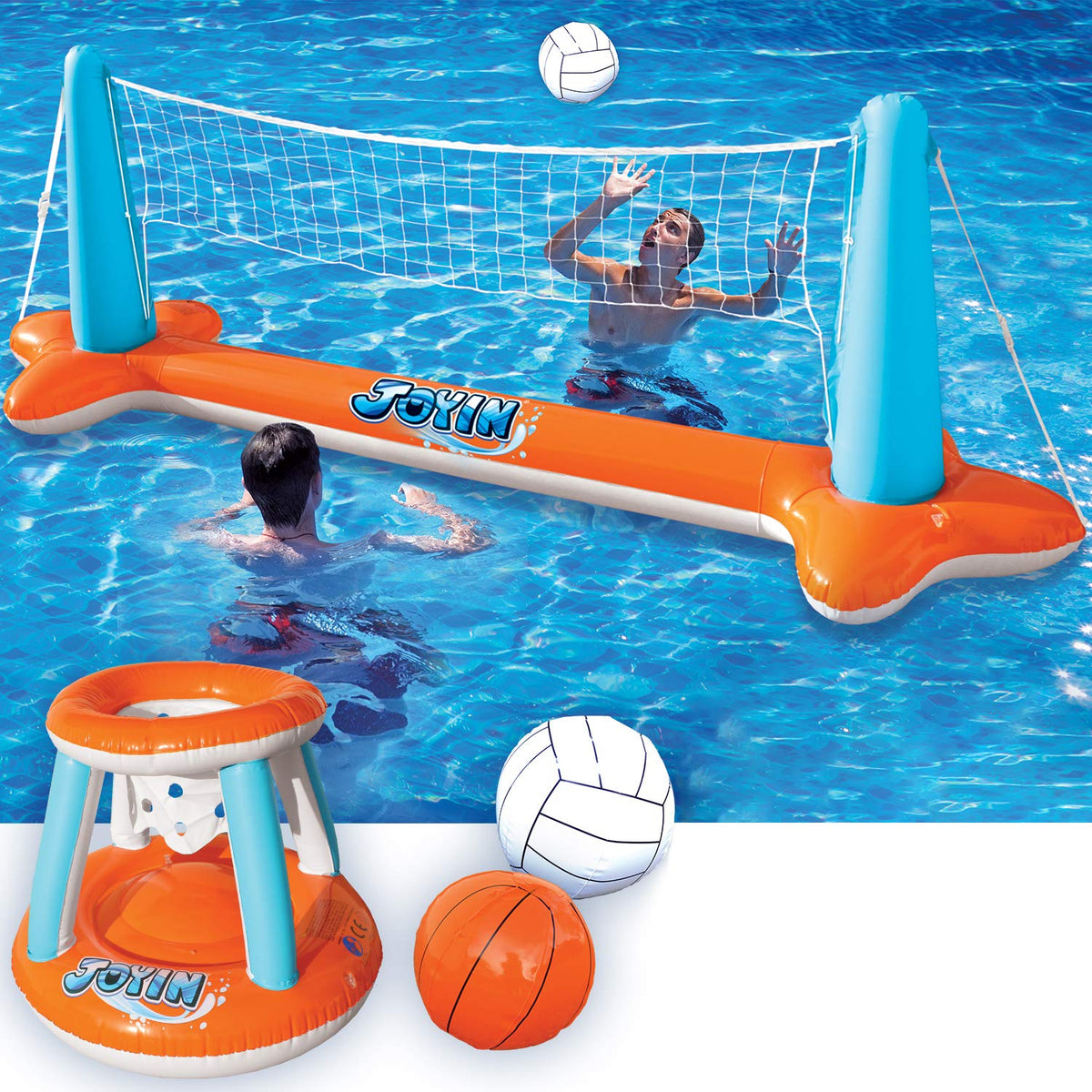 JOYIN inflatable volleyball court for poolside play and family competitions