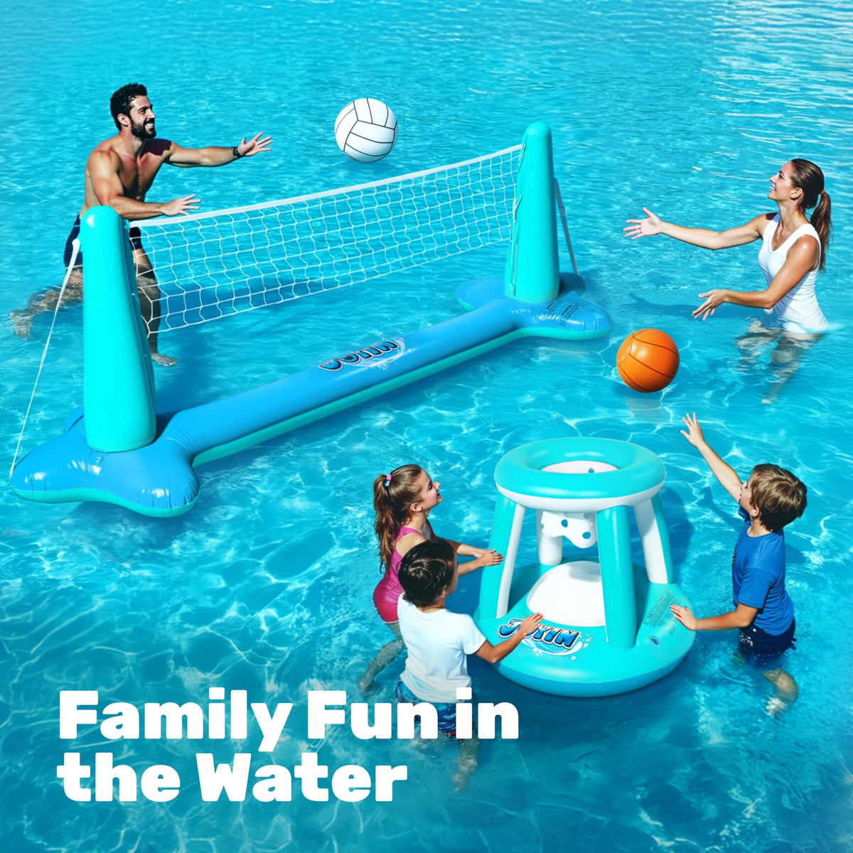JOYIN inflatable volleyball included for quick pool play