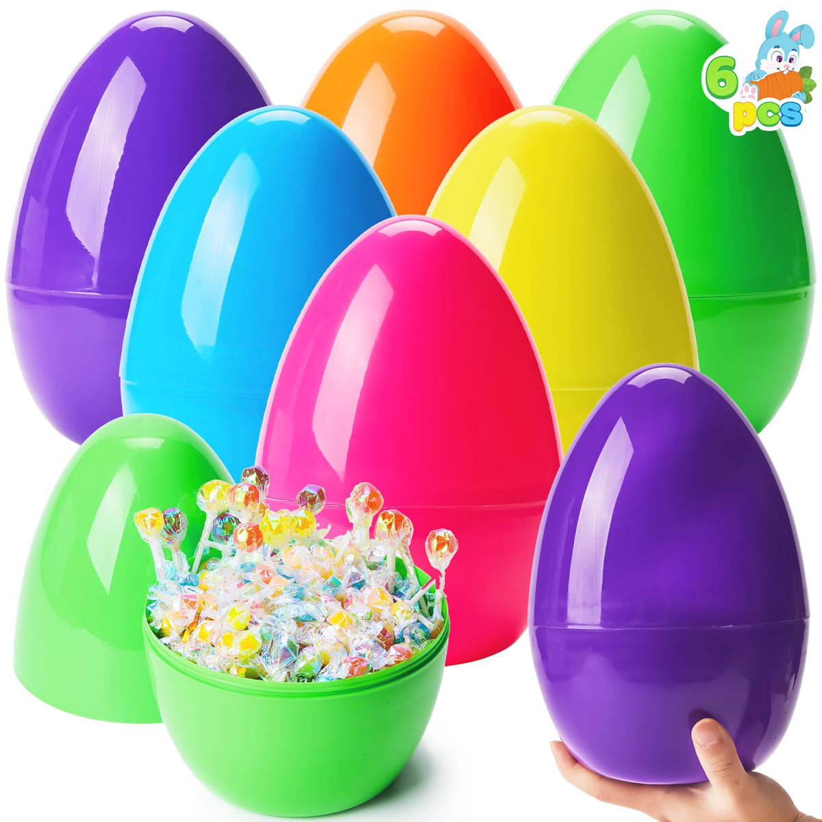 JOYIN jumbo orange Easter egg fillable, ideal for Easter egg hunts.