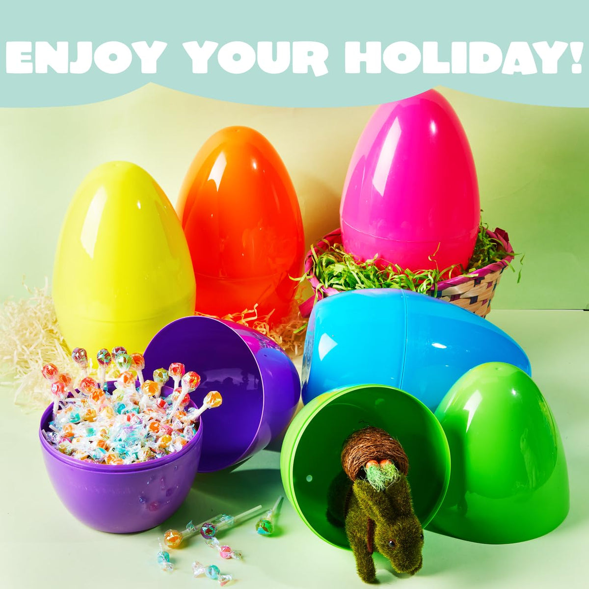JOYIN jumbo pink Easter egg fillable, vivid color decor option.