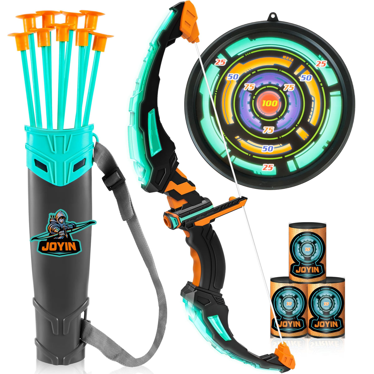 JOYIN kids bow with LED light for exciting indoor archery play.