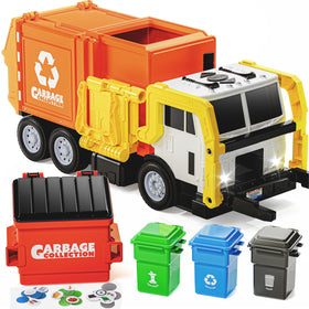 JOYIN large friction powered garbage truck with front dumper for imaginative play and motor skills.