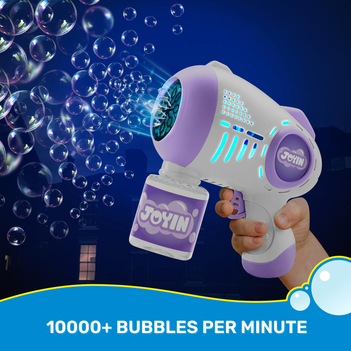 JOYIN LED bubble gun lights create colorful bubble displays.