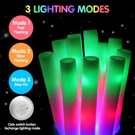 JOYIN LED foam sticks three modes provide quick, slow, or steady illumination