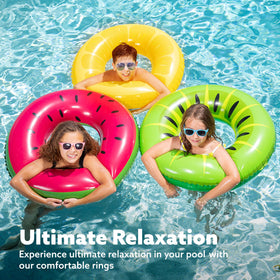 JOYIN Lemon Ring inflatable swim tube delivers bright vibes for beach days and pool games.