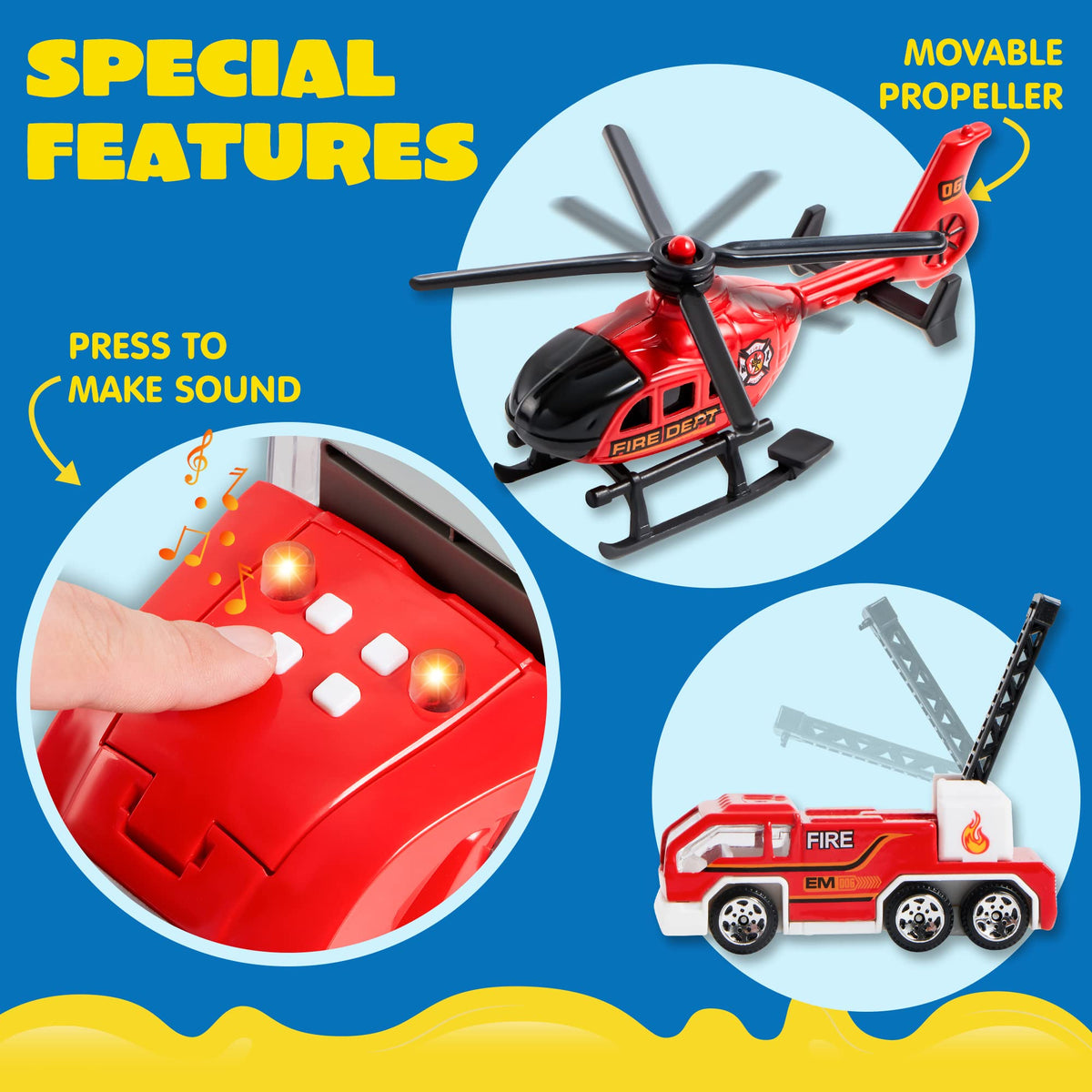 JOYIN lifting fire truck with movable parts for interactive rescues