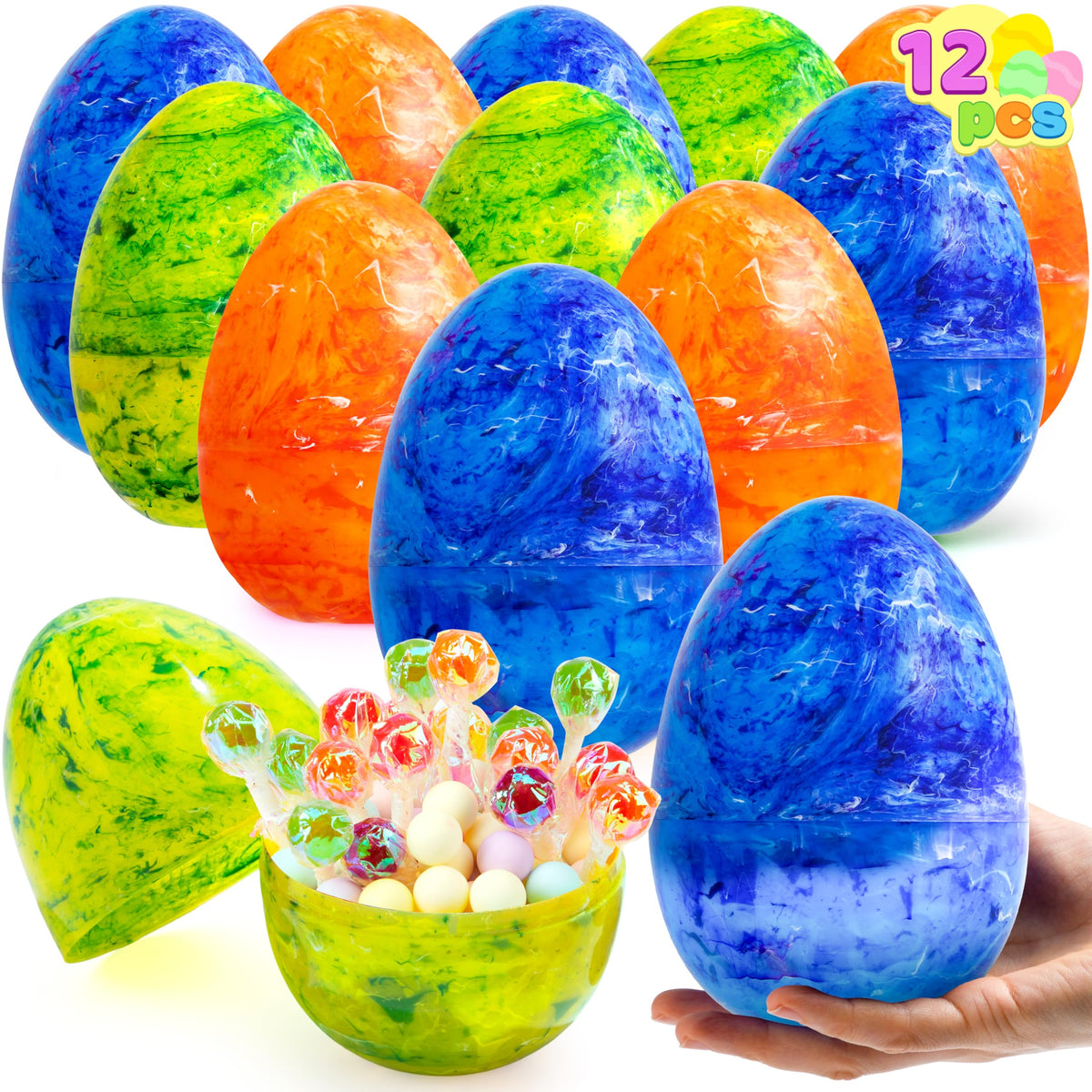 JOYIN marble Easter egg 6-inch; durable fillable shell for festive hunts.