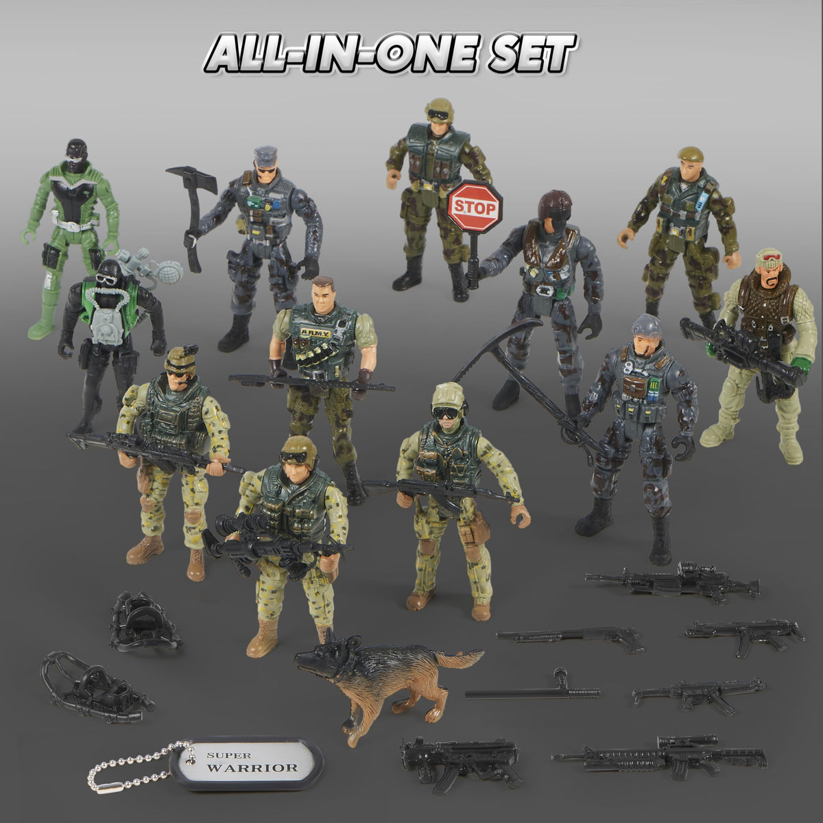 JOYIN marine figures with accessories for mission-style play.