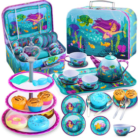 JOYIN mermaid tea set teapot with sea creatures for imaginative play