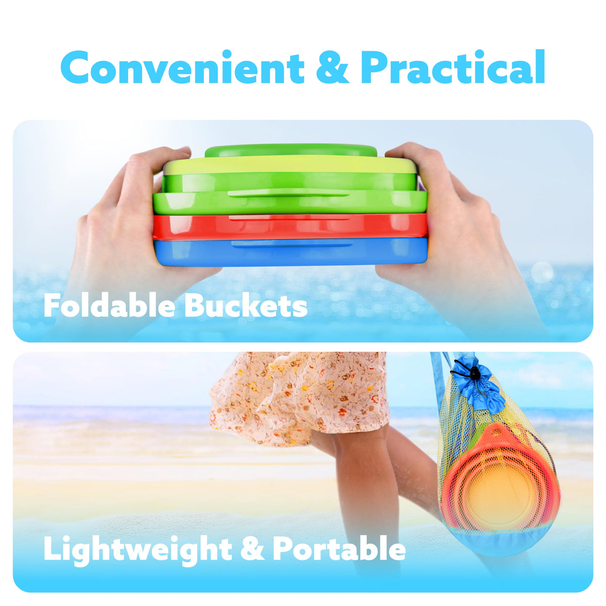 JOYIN mesh bag keeps toys organized during beach trips