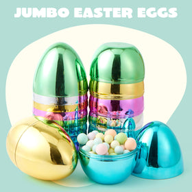 JOYIN metallic Easter eggs with rainbow colors, 6 inches, eye-catching decorations